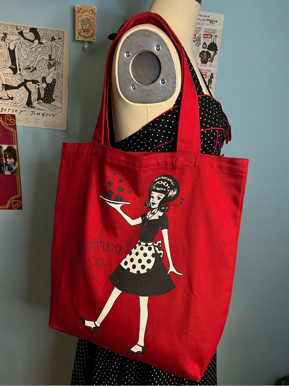 Metamorphose Japan Retro Lolita Fashion Tote Bag Polka Dot 50s Waitress Design
